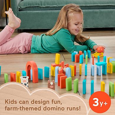 Fisher-Price 72-Piece Wooden Domino Run Playset Preschool Building Game