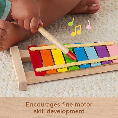 Fisher-Price 2-Piece Wooden Xylophone Musical Instrument Toy for Toddlers