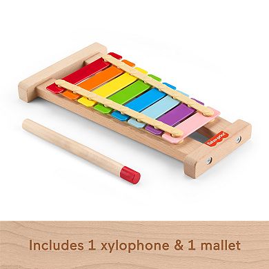 Fisher-Price 2-Piece Wooden Xylophone Musical Instrument Toy for Toddlers