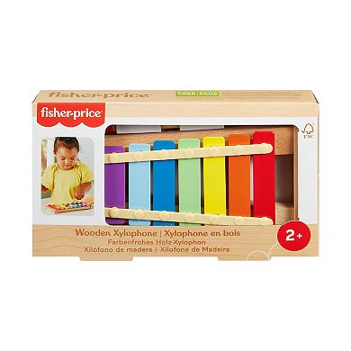 Fisher-Price 2-Piece Wooden Xylophone Musical Instrument Toy for Toddlers