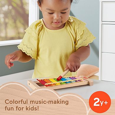 Fisher-Price 2-Piece Wooden Xylophone Musical Instrument Toy for Toddlers