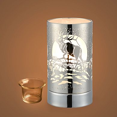 7" Touch Lamp/oil Burner/wax Warmer- Silver Elk