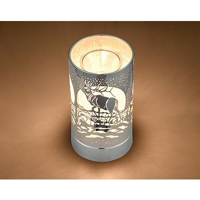 7" Touch Lamp/oil Burner/wax Warmer- Silver Elk