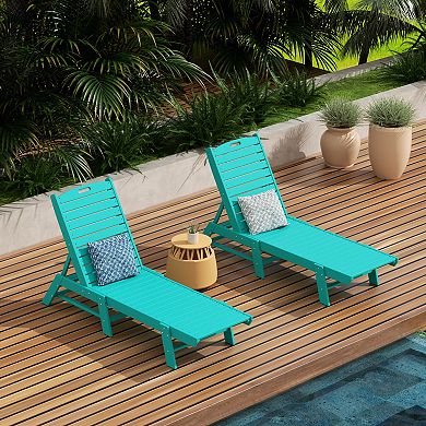 Westintrends Poly Reclining Outdoor/patio Chaise Lounge (set Of 2)