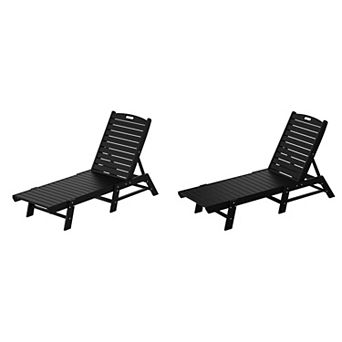 Westintrends Poly Reclining Outdoor/patio Chaise Lounge (set Of 2)