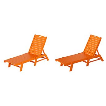 Westintrends Poly Reclining Outdoor/patio Chaise Lounge (set Of 2)