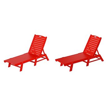 Westintrends Poly Reclining Outdoor/patio Chaise Lounge (set Of 2)