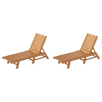 Westintrends Poly Reclining Outdoor/patio Chaise Lounge (set Of 2)