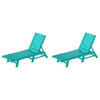 Westintrends Poly Reclining Outdoor/patio Chaise Lounge (set Of 2)