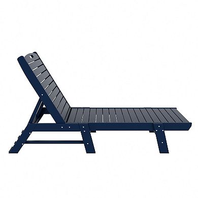 Westintrends 3-piece Poly Reclining Outdoor/patio Chaise Lounge With Side Table