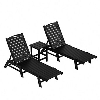 Westintrends 3 pc Poly Reclining Outdoor/patio Chaise Lounge With Side Table