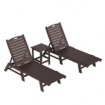 Westintrends 3 pc Poly Reclining Outdoor/patio Chaise Lounge With Side Table