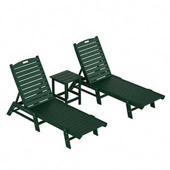 Westintrends 3 pc Poly Reclining Outdoor/patio Chaise Lounge With Side Table