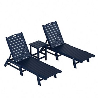 Westintrends 3 pc Poly Reclining Outdoor/patio Chaise Lounge With Side Table