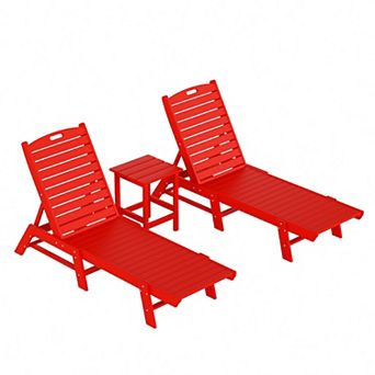 Westintrends 3 pc Poly Reclining Outdoor/patio Chaise Lounge With Side Table
