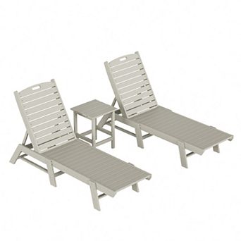 Westintrends 3 pc Poly Reclining Outdoor/patio Chaise Lounge With Side Table