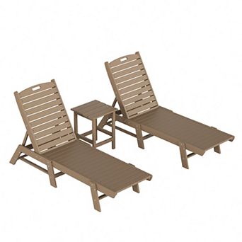 Westintrends 3 pc Poly Reclining Outdoor/patio Chaise Lounge With Side Table