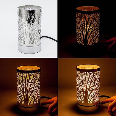 7" Touch Lamp/oil Burner/wax Warmer - White Style Forest