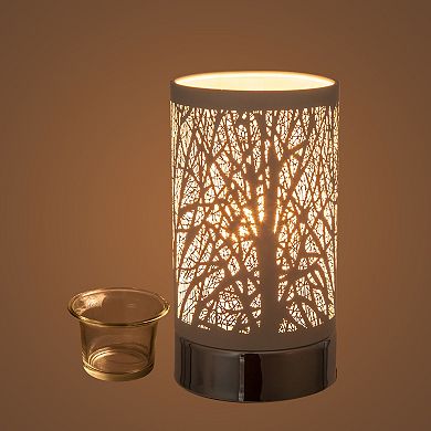 7" Touch Lamp/oil Burner/wax Warmer - White Style Forest