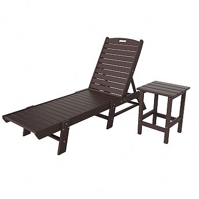 Westintrends 2-piece Poly Reclining Outdoor/patio Chaise Lounge With Side Table