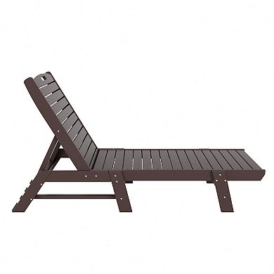 Westintrends 2-piece Poly Reclining Outdoor/patio Chaise Lounge With Side Table