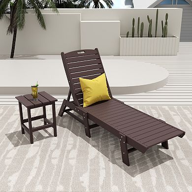 Westintrends 2-piece Poly Reclining Outdoor/patio Chaise Lounge With Side Table
