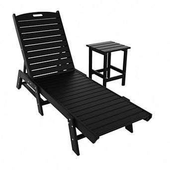 Westintrends 2 pc Poly Reclining Outdoor/patio Chaise Lounge With Side Table