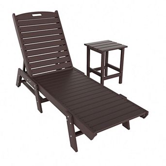 Westintrends 2 pc Poly Reclining Outdoor/patio Chaise Lounge With Side Table