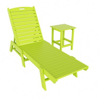 Westintrends 2 pc Poly Reclining Outdoor/patio Chaise Lounge With Side Table
