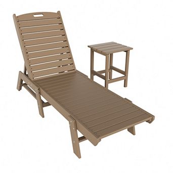 Westintrends 2 pc Poly Reclining Outdoor/patio Chaise Lounge With Side Table