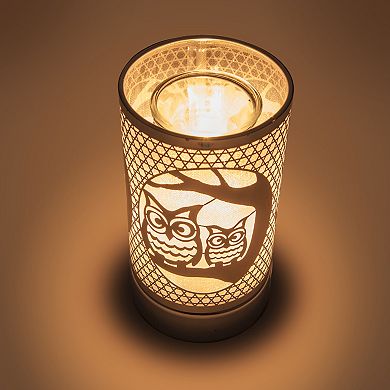 7" Touch Lamp/oil Burner/wax Warmer - Silver Loving Owls