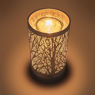7" Touch Lamp/oil Burner/wax Warmer - Silver Forest