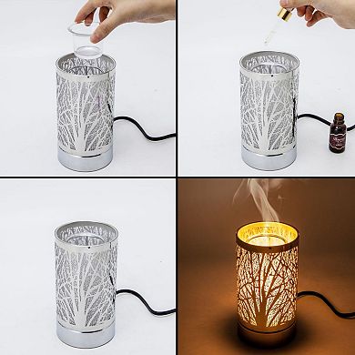 7" Touch Lamp/oil Burner/wax Warmer - Silver Forest