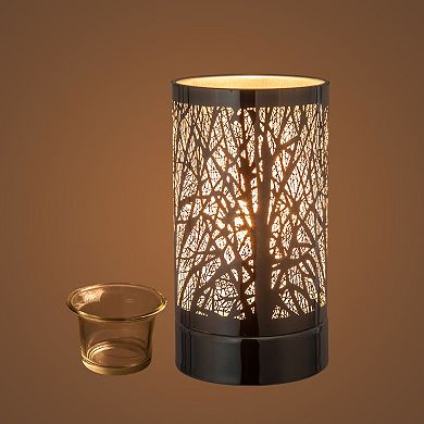 7" Touch Lamp/oil Burner/wax Warmer - Silver Forest