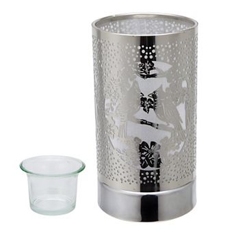 7" Touch Lamp/oil Burner/wax Warmer- Silver Cardinals