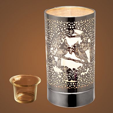 7" Touch Lamp/oil Burner/wax Warmer- Silver Cardinals