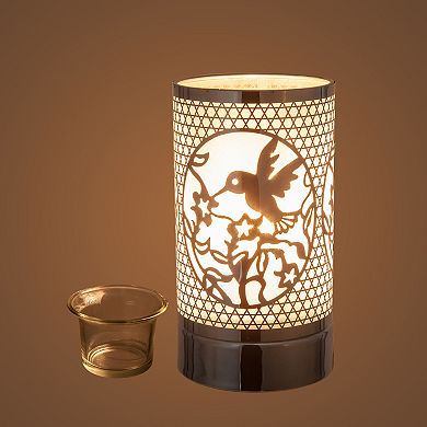 7" Touch Lamp/oil Burner/wax Warmer - Silver Hummingbird