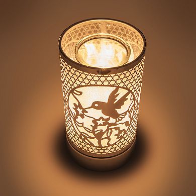 7" Touch Lamp/oil Burner/wax Warmer - Silver Hummingbird