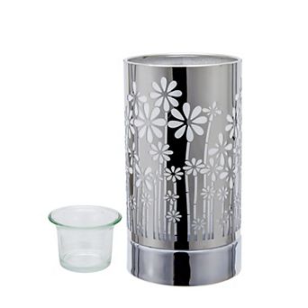 7" Touch Lamp/oil Burner/wax Warmer - Silver Garden