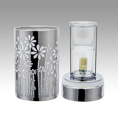 7" Touch Lamp/oil Burner/wax Warmer - Silver Garden