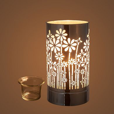 7" Touch Lamp/oil Burner/wax Warmer - Silver Garden