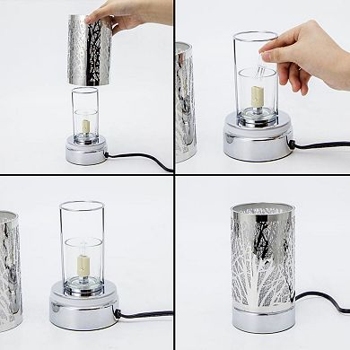 7" Touch Lamp/oil Burner/wax Warmer-silver Bison