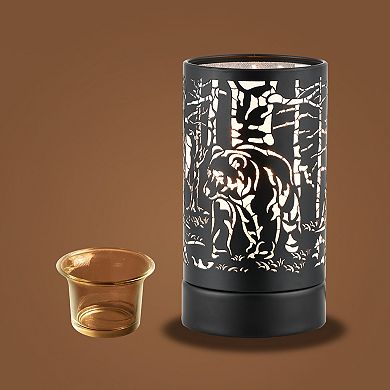 7" Touch Lamp/oil Burner/wax Warmer-black Bear Family