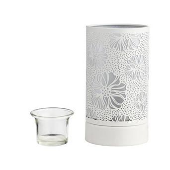 7" Touch Lamp/oil Burner/wax Warmer-white Flower