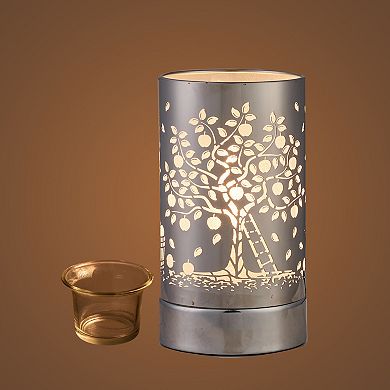 7" Touch Lamp/oil Burner/wax Warmer - Silver Apple Tree
