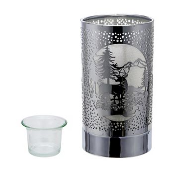 7" Touch Lamp/oil Burner/wax Warmer- Silver Deer Couple