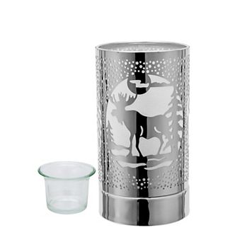 7" Touch Lamp/oil Burner/wax Warmer- Silver Moose