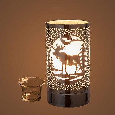 7" Touch Lamp/oil Burner/wax Warmer- Silver Moose