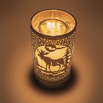 7" Touch Lamp/oil Burner/wax Warmer- Silver Moose