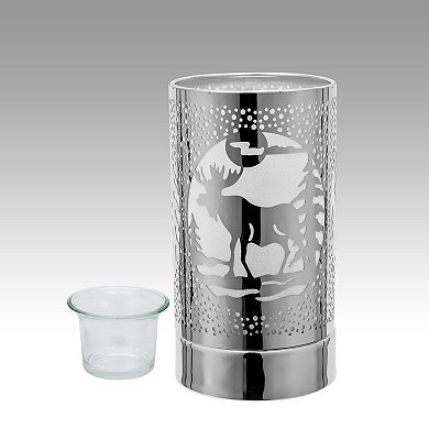 7" Touch Lamp/oil Burner/wax Warmer- Silver Moose